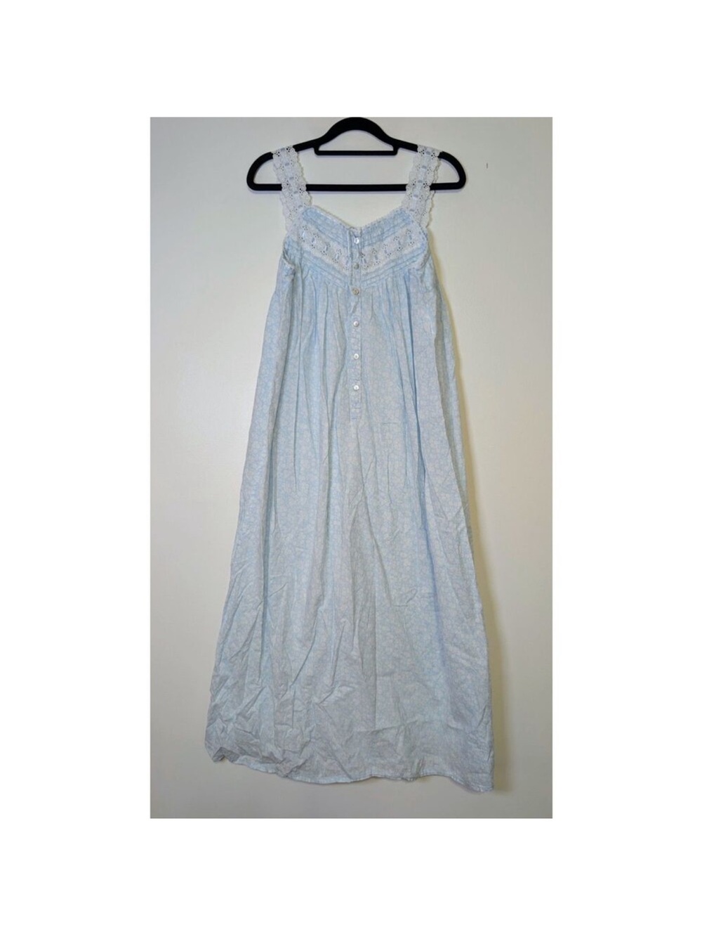 Eileen West Light Blue Floral Lace-Trim Nightgown - Picture 4 of 9